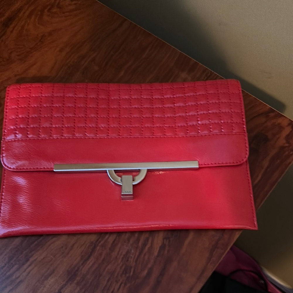 Red Quilted Leather Clutch